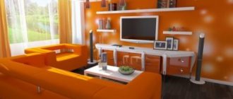 Living room in orange color