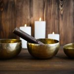 singing bowl and candles